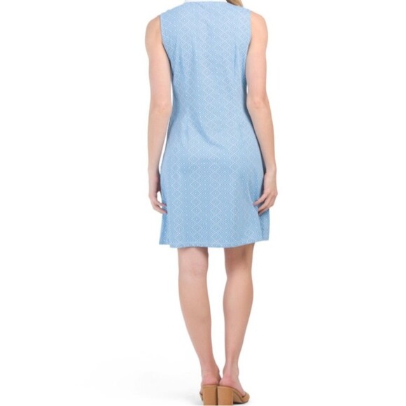 J. MCLAUGHLIN Ginny Sheath Dress Size Medium Neo Diamond Quilt Crochet Coastal - Picture 3 of 6